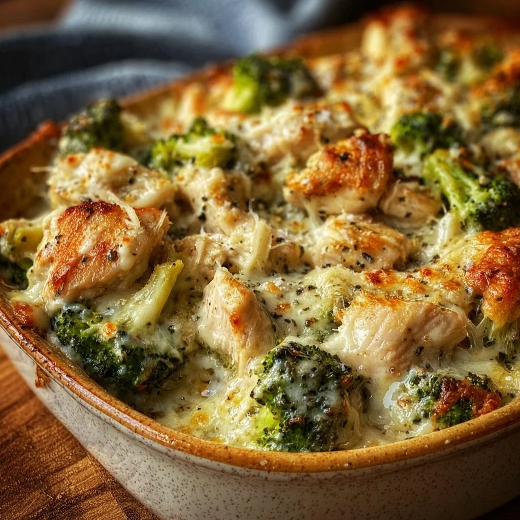 Keto Chicken Alfredo Broccoli Bake