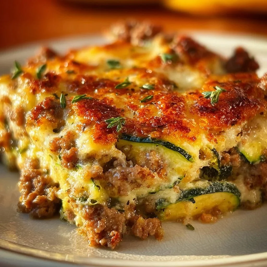 Savory Ground Turkey Zucchini Casserole