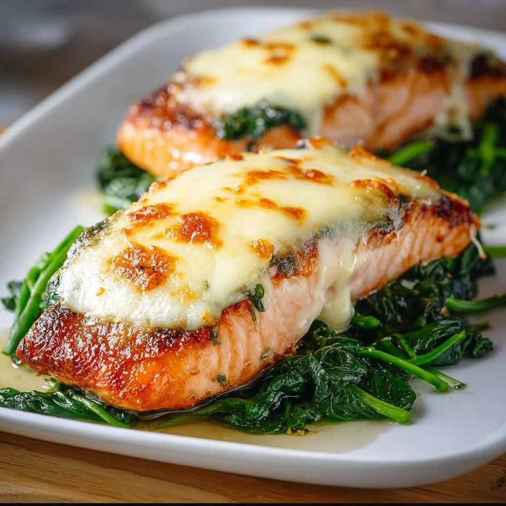 Best 20 Easy Dinner Recipes for Quick and Delicious Meals 13 Baked Salmon with Spinach and Cheesy Mozzarella