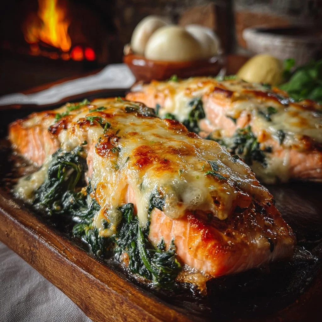 Baked Salmon with Spinach and Cheesy Mozzarella 3 Baked Salmon with Spinach and Cheesy Mozzarella