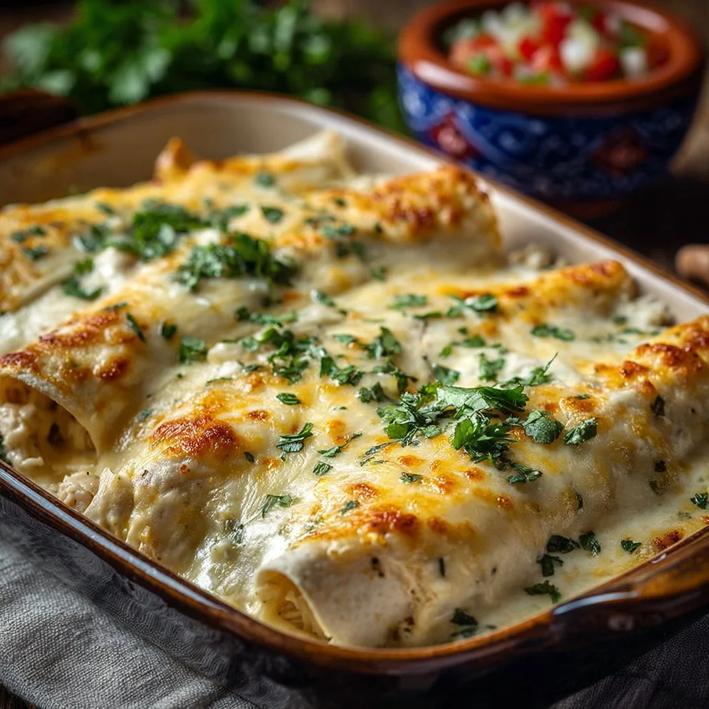 Creamy White Chicken Enchiladas