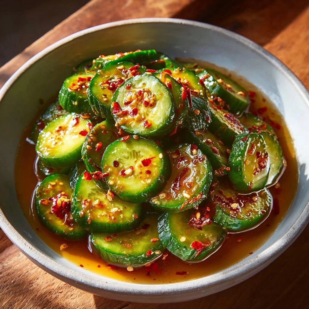 Easy Asian Cucumber Salad 12 Bowl of easy Asian cucumber salad with vibrant vegetables