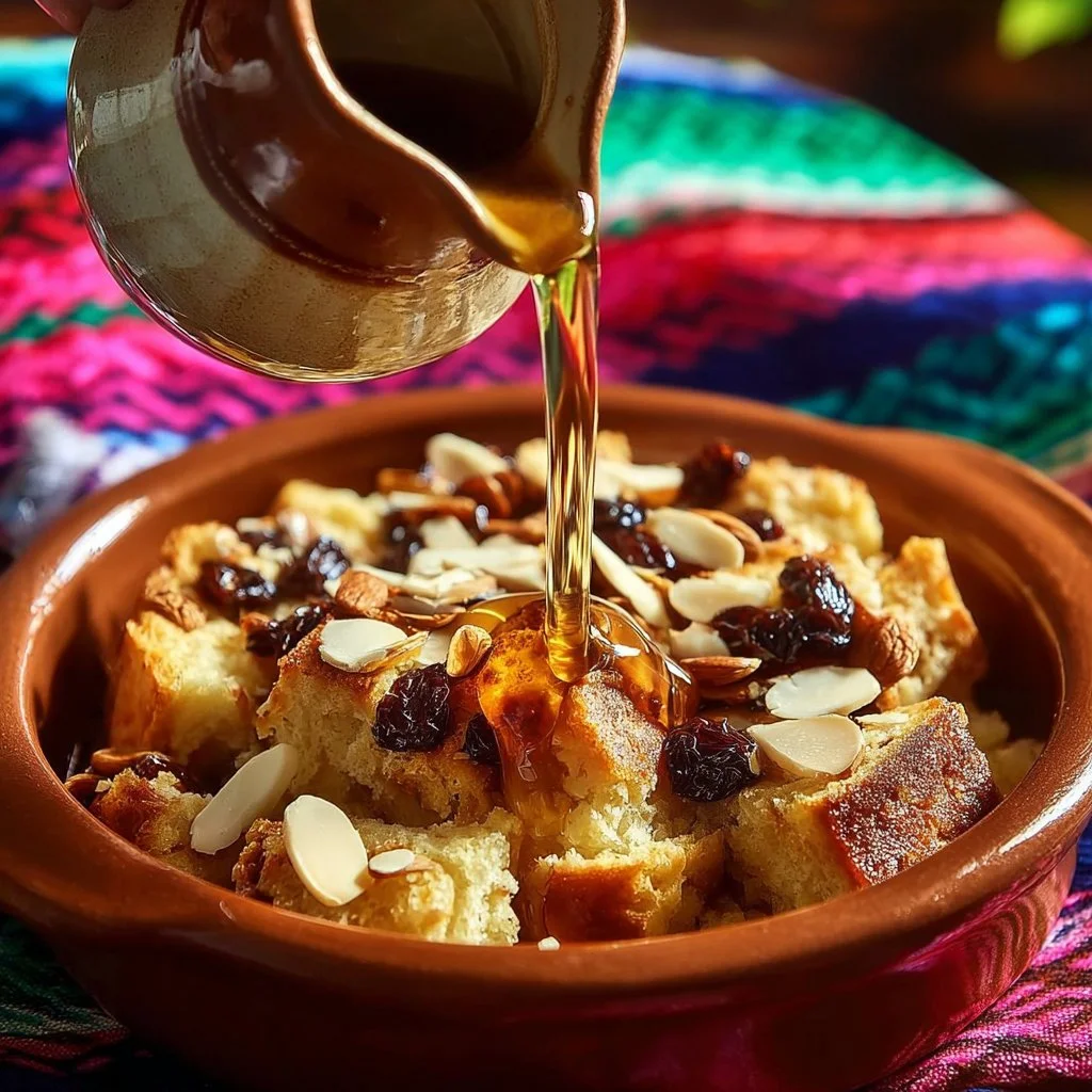 Grandma's Cozy Bread Pudding 9 Delicious homemade bread pudding served in a cozy kitchen setting.