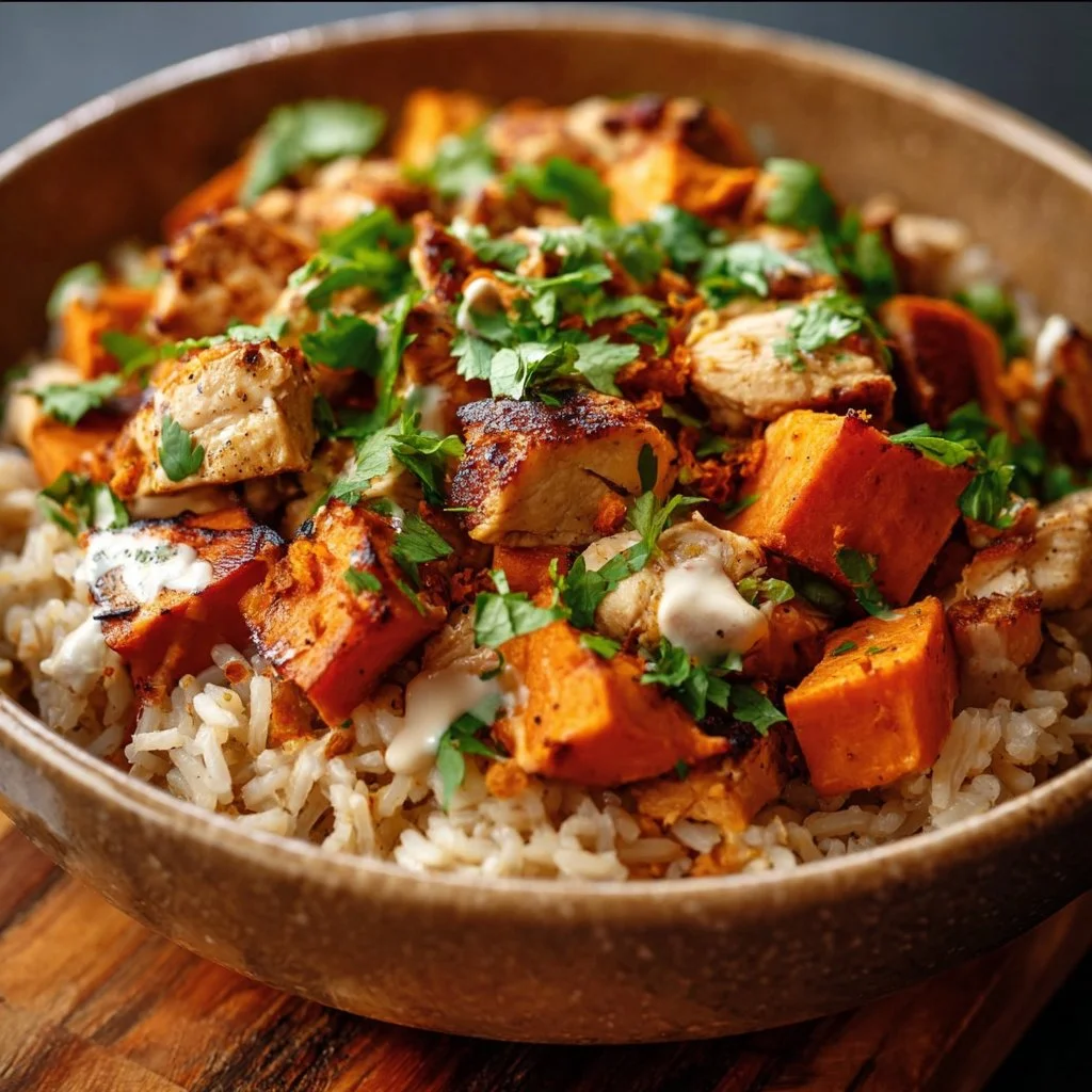 Healthy Chicken & Sweet Potato Rice Bowl