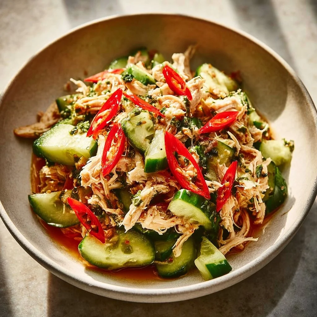 Refreshing California Roll Cucumber Salad 4 Refreshing California Roll Cucumber Salad garnished with sesame seeds and avocado