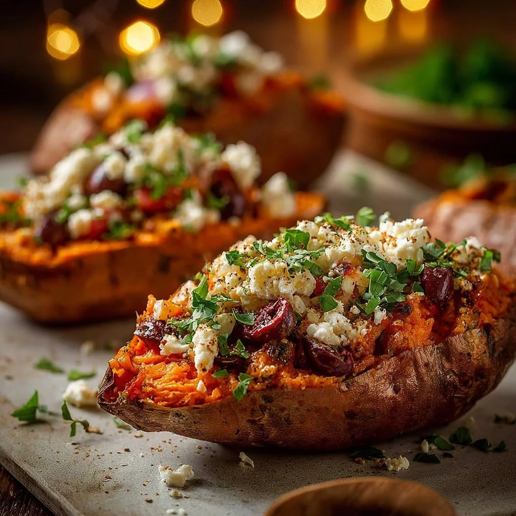 Savory Mediterranean Stuffed Sweet Potatoes 3 Savory Mediterranean Stuffed Sweet Potatoes
