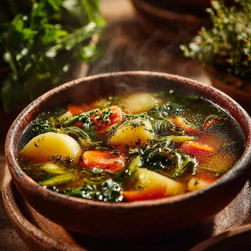 Spring Vegetable Soup 5 Bowl of fresh spring vegetable soup with colorful mixed veggies.