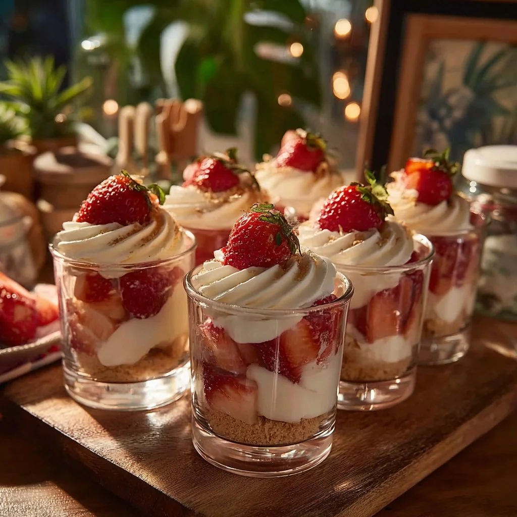 Strawberry Shortcake 10 Delicious strawberry shortcake topped with fresh strawberries and whipped cream