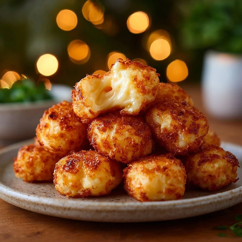 Plate of crispy Two Ingredient Cottage Cheese Tots, perfect snack recipe.